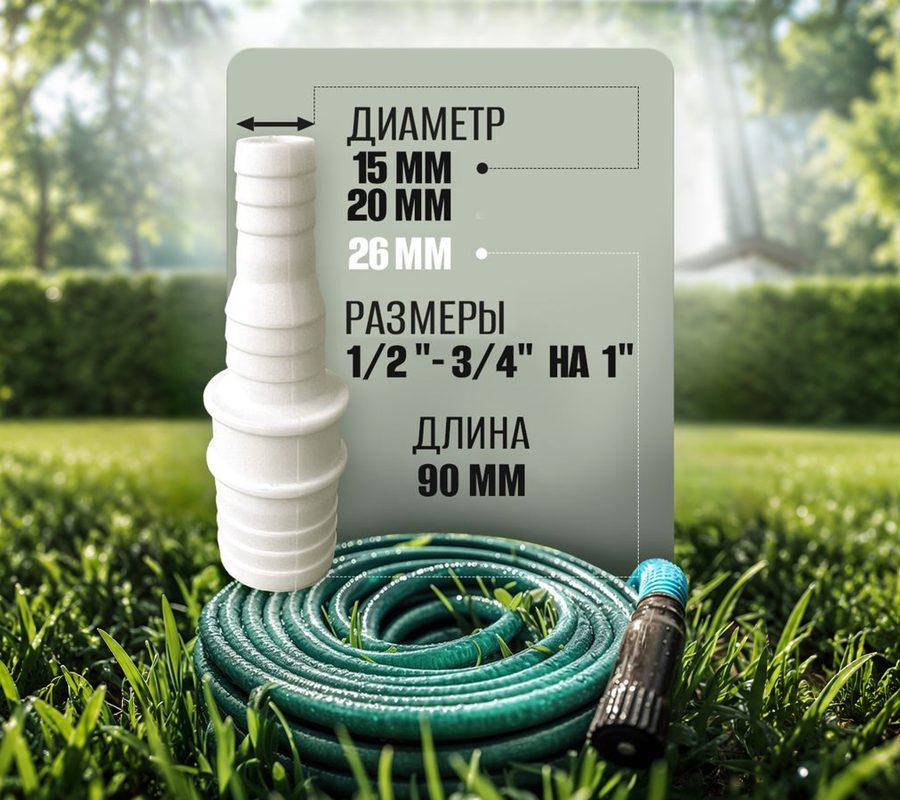 Штуцер ступенчатый 1/2"–3/4"–1" белый — фото 2